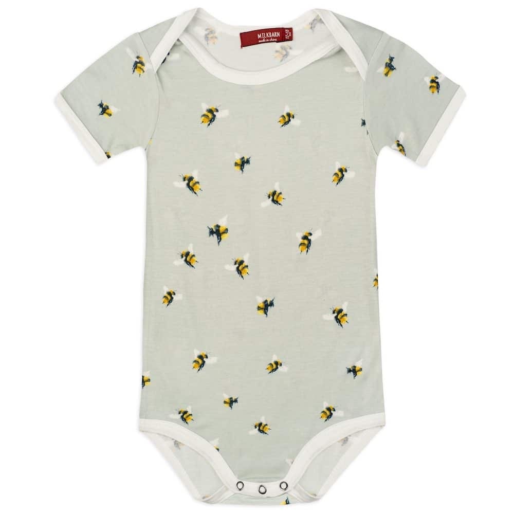 Milkbarn Kids Short Sleeve Bamboo Onesie Bees